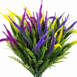 6 Bundles Artificial Plant Flowers for Outdoors UV Resistant Fake Plastic Greenery Shrubs Faux Plants Outside Garden Window Box Planters Porch Home Indoor Decoration (Mixed Color)
