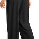 TARSE Women's Wide Leg Casual Loose Pants Yoga Sweatpants Comfy Crossover High Waisted Lounge Pajama Flowy Pants with Pockets (Black, M)
