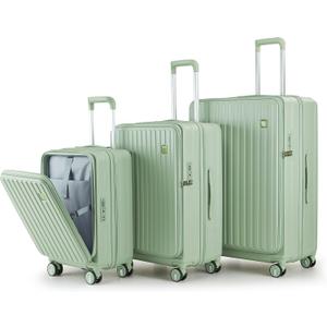 TRAVELEO 4 Piece Expandable Hardshell Pink Luggage Sets with Spinner Wheels, Lightweight Travel Suitcase Set with TSA Locks, 20 inch Carry On for Women (Sage Green, 3 Piece Set)