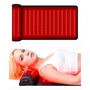 Monaggio Upgrade 19" × 36" Red Light Therapy Mat for Body with 225 DualWavelength LEDs (660nm & 850nm) & Neck Support for Neck, Shoulder & Back Pain Relief