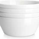 MALACASA Large Salad & Soup Bowls - Set of 4, 60 OZ Porcelain White Bowls for Ramen, Pasta, Pho - Microwave & Dishwasher Safe