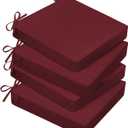 Basic Beyond Outdoor Chair Cushions for Patio Furniture, Waterproof Outdoor Seat Cushions Set of 4 19 x 19, Patio Chair Cushions Set of 4 with Ties and Handle, Burgundy