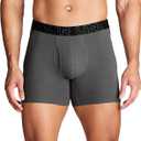 Under Armour Men's 3-Pack Performance Cotton Boxer Brief, 6" Inseam, All-Day Comfort & Ultra-Soft (Castlerock Heather - Core)
