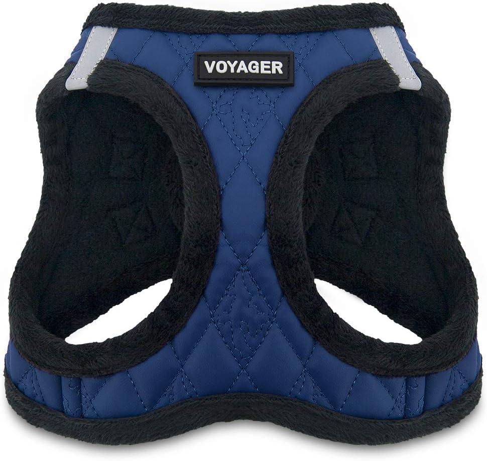 Voyager Step-In Plush Dog Harness  Soft Plush, Step In Vest Harness for Small and Medium Dogs by Best Pet Supplies - Harness (Royal Blue Faux Leather), S (Chest: 14.5 - 16")