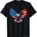 American Flag Bald Eagle Patriotic Eagle 4th of July USA T-Shirt Medium ,Black