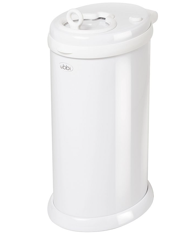 Ubbi Diaper Genie Classic Diaper Pail Gift Set | Push-N-Lock Odor Control | Includes Starter Refill and Jumbo+ Refill | Holds up to 1,245 Newborn Diapers | Baby Registry Must-Have