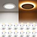 VOLISUN 12 Pack 6 Inch 5CCT Recessed Light with Night Light,Canless LED Recessed Lighting 6 inch,2700K-5000K Selectable,12W=130W,1080LM Dimmable Recessed Ceiling Wafer Lighs,ETL Certificated