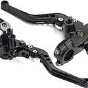 Universal Motorcycle Brake Levers 7/8" 22mm Handlebar Brake Master Cylinder Clutch Lever Set Compatible with Harley Suzuki Yamaha Motorbike Brake Lever(Black)