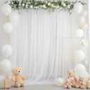 10ft X 10ft White Tulle Backdrop Curtain for Parites, Sheer Backdrop Curtains Fabric Drapes for Wedding Ceremony Arch Party Stage Decorations
