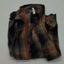 Blooming Jelly Women's Button Down Flannel Shirts Plaid Shacket Long Sleeve Collared Long Jacket Coats (X-Large, Sandy Brown and Black Plaid)
