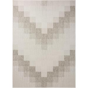 Nicole Miller New York Patio Country Ombre Chevron Indoor Outdoor Area Rug, UV Fade Resistant, Low Pile, Grey/Cream, 6'6"x9'2"