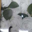 Ling's moment Artificial Flowers 50Pcs White Roses Decor w/Stems,3" DIY Foam Floral for Wedding Bouquet/Centerpieces, Outdoors Party Backdrop, Room/Table, and Garden/Pot Decorations