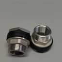 Stainless Steel 304 Tank Bulkhead Fitting With 2 Rubber Ring,Double 1/2" Female NPT and 3/4" Male GHT (Garden Hose Threaded), 2 Pack