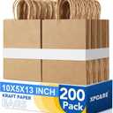 XPCARE Large Brown Paper Bags, 200 Packs 10x5x13 Inch Gift Bags with Handles Bulk Paper Bag with Handles Retail Kraft Paper Bag Brown Gift Bags for Wedding Party Shopping