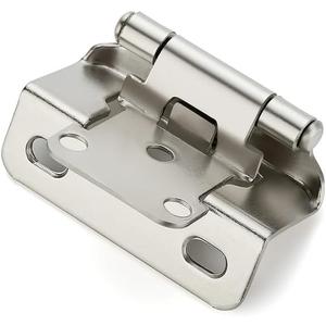 Ravinte 10 Pack 5 Pairs Semi-Overlay 1/2 inch Self-Closing Face Frame Cabinet Hinges Satin Nickel Half Wrap-Around Kitchen Cabinet Door Hinges Face Mount Cabinet Hardware