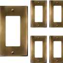 ENERLITES Decorator Switch or Outlet Metal Wall Plate, Stainless Steel Outlet Cover, Corrosion Resistant, Size 1-Gang 4.50" x 2.76", Stainless Steel 201, 7731-AB-5PCS, Antique Brass, 5 pack