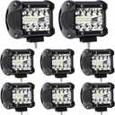 4 Inch Led Pod Lights 60W 12000LM Triple Row Spot Flood Combo Off Road Fog Driving Work Light for Truck ATV UTV SUV Boat, 8 Pack