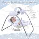 Baby Swing for Infant,Newborn Swing with Music,5 Speed Levels,Timing Setting,Soft Cushion,Foldable Infant Swing with with Hanging Planets Toy & Mirror for Indoor Outdoor Use 0-9 Months