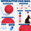3 x Fsitego Dog Balls: Interactive Dog Ball Auto Rolling - Interactive Dog Toys for Aggressive Chewers - Bouncy & Throwable, Type-C Rechargeable, Washable, for Small & Medium & Large Dogs Red