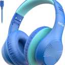 EarFun K3 Kids Headphones, USB Type C Over Ear Headphones for Kids, Volume Limit, HD Stereo Sound, Comfortable Fit, Foldable Wired Headphone for School/Travel/Boys/Girls/Tablet/iPad, Blue