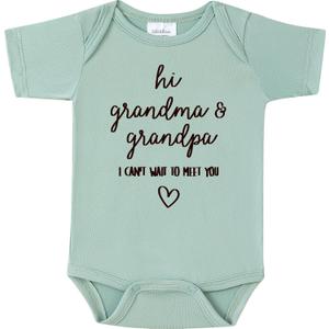 Hi Grandma& Grandpa I can't Wait to Meet You Baby Announcement Onesie,Pregnancy Announcement for Grandparents