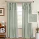 H.VERSAILTEX Linen Curtains with Valance 108 Inch Length for Living Room Boho Window Curtain, Drapes 2 Panels Set for Farmhouse Treatments Rod Pocket/Ring Top for Bedroom 52 x 108 Inch, Green Bay