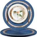 AHHFSMEI Round Paper and Jute Braided Placemats Set of 4 Non-Slip Heat Resistant Table Mats for Dining Tables Indoor & Outdoor Place mats for Daily Use (Blue4)