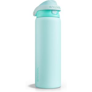 ENCOOL Leakproof Insulated Water Bottle with Straw Dual-Sip Water Bottle Bag-Safe Design for Work, Commute & Gym  Keeps Drinks Cold All Day, 32 oz, Ice Blue