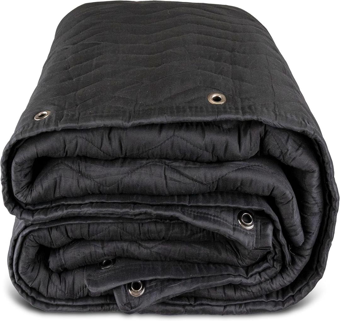 US Cargo Control 96" x 80" Extra Large Sound Dampening Blanket with Grommets, Light Blocking Acoustic Blanket for Wall Hanging and Studios, Machine Washable, 12LBS