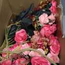 Domensi 6 Sets Wedding Centerpiece for Table Artificial Rose with Vase Fake Bouquets and Metal Pot Floral Arrangements for Mother's Day Holiday Party Event Table Decor (Rose Red)