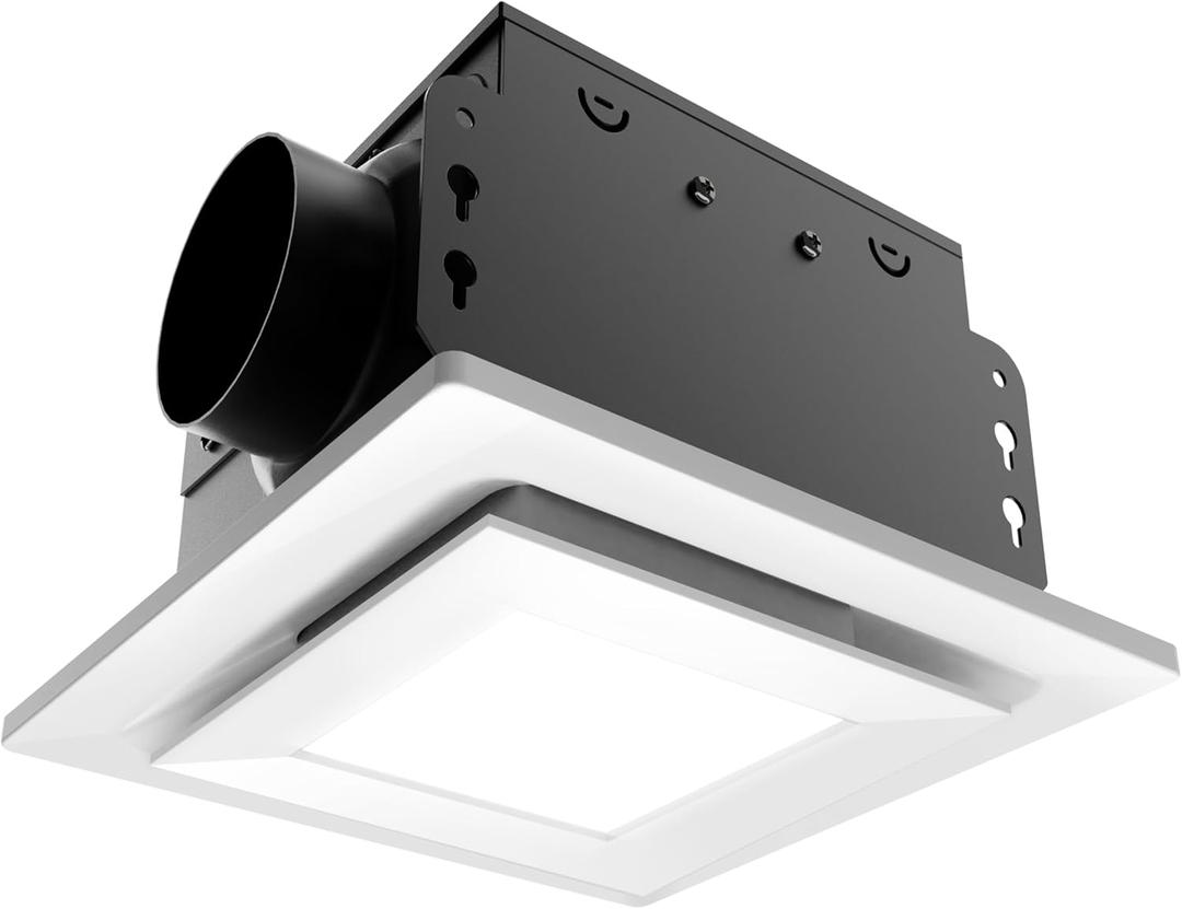 Bathroom Exhaust Fan with Light, Rust-proof Metal Frame, 110 CFM & 0.8 Sones,5000K LED Light, Quiet Bathroom Ventilation Exhaust Fan Suitable for Bathrooms/Toilets/Offices