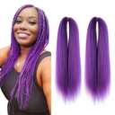 2 x Purple Braiding Hair 14 Inch Short Pre Stretched Hair Straight Yaki Texture Synthetic Hair Extensions Softness, 2 Packs