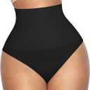 Lover-Beauty Tummy Control Thongs Mid Waist Shapewear for Women Seamless faja body shaper Low Belly Control Panties Underwear (X-Small-Small, Black)