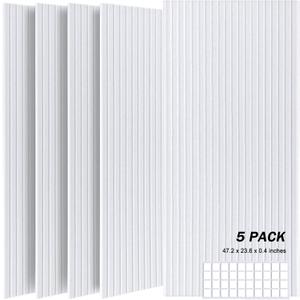 5 Pack Acoustic Panels, 47.2" X 23.6" X 0.4" Decorative Sound Proof Felt Panels, Sound Dampening Panels, Self-Adhesive Sound proof panels for walls, Creative Slotting Design.(White)