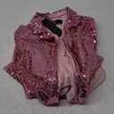 KANCY KOLE Women's Sequin Jackets Open Front Blazer Jacket Casual Long Sleeve Sparkly Cardigan Coat with Pocket S-XXL (Pink)