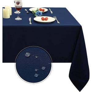 Obstal Rectangle Table Cloth, Oil-Proof Spill-Proof and Water Resistance Microfiber Tablecloth, Decorative Fabric Table Cover for Outdoor and Indoor Use (Navy Blue, 60 x 102 Inch)
