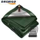 13 x 17Ft Extra Heavy Duty 12 Mil Thick Waterproof Green&Silver Tarp Cover Sheet & 6 Pcs Bungee Balls