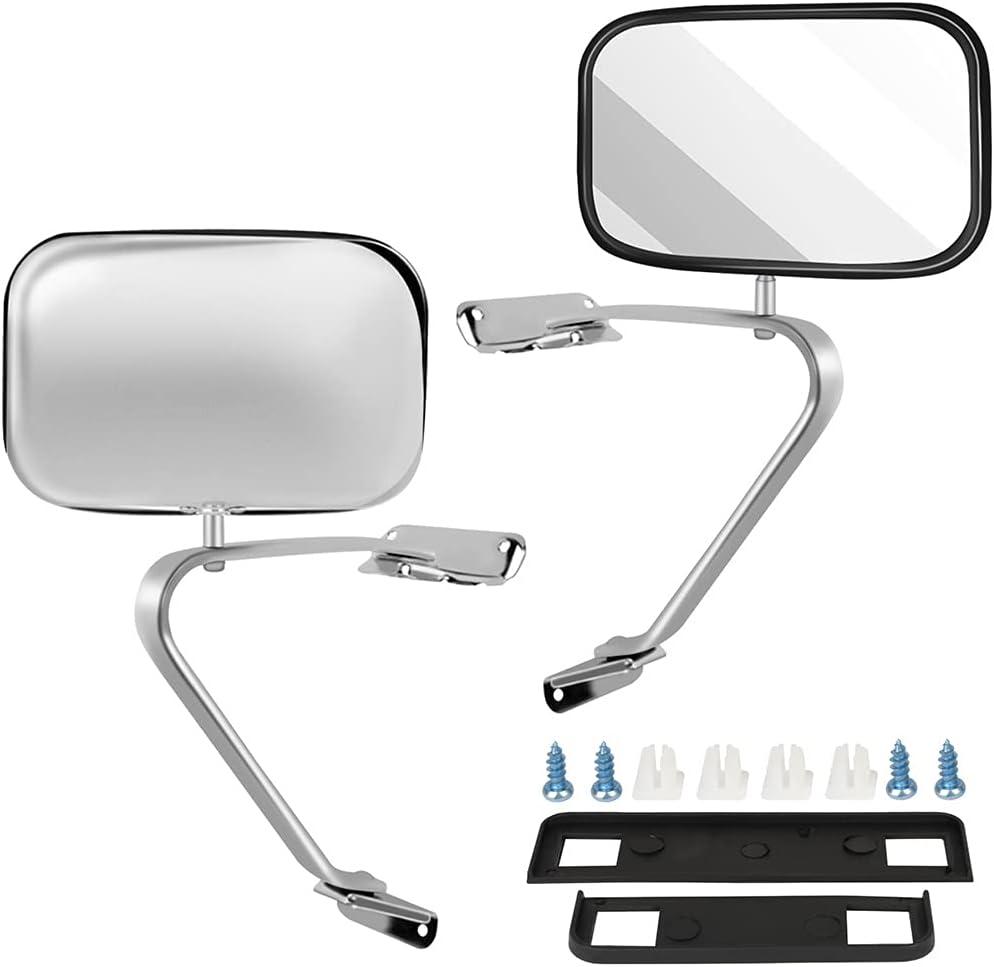 ECCPP Manual Side View Mirrors Plastic Pair Set for Ford for F-Series for F150 for F350 Bronco Pickup Truck SUV