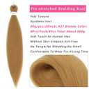 27 Braiding Hair Pre Stretched 8 Packs 20inch Honey Blonde Braiding Hair Pre Stretched Synthetic Fiber Crochet Braids Hair Extension Hot Water Setting 80g/pack(#27,8Packs,20inch)
