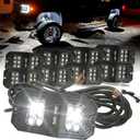 SUNPIE 8 Pods White Rock Lights  Quick Connect, 18 Wide-Angle Chips, 4M Extension Wires, 6000K Pure White, IP67 Waterproof, Fits Trucks, SUV, ATV, UTV, Trailer