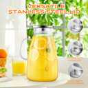 Aofmee 1 Gallon Glass Pitcher with Lid and Handle, 128oz Glass Water Pitcher, Dishwasher-safe Refrigerator-friendly Borosilicate Carafe, Large Jug for Iced Tea, Coffee, Juice, Milk, Homemade Beverage