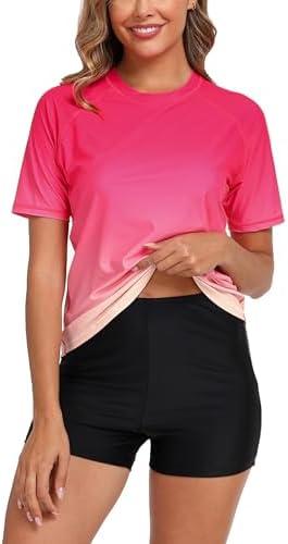 Halcurt Women's Built in Bra Rash Guard UPF 50 Two Piece Swimsuit Shirt and Board Shorts.L Halcurt Women's Built in Bra Rash Guard UPF 50 Two Piece Swimsuit Shirt and Board Shorts.L