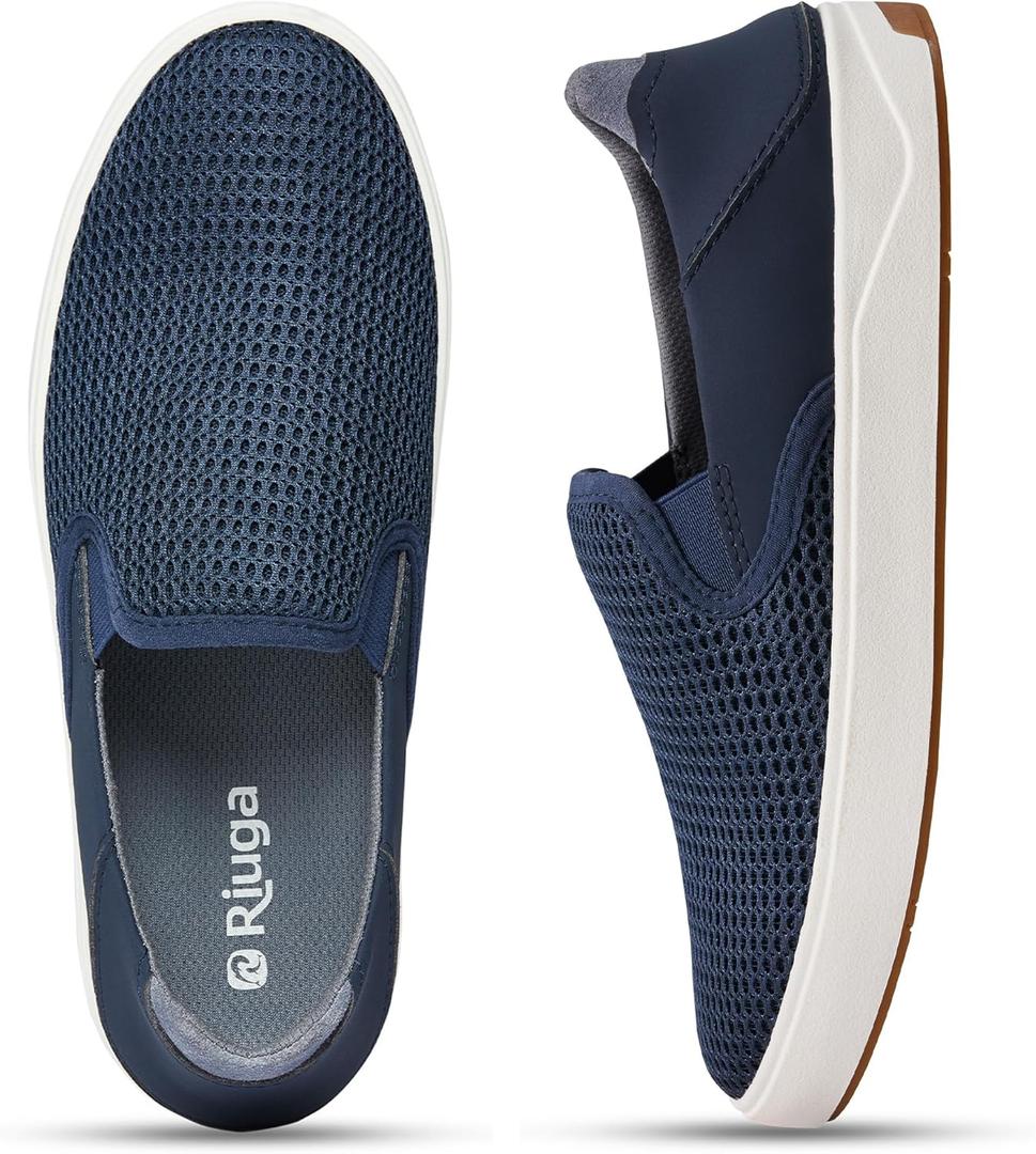 Men's Slip-On Loafers with Arch Support - Collapsible Heel Casual Walking Fashion Sneakers for Men, Lightweight Breathable Mesh Comfort Shoes 12