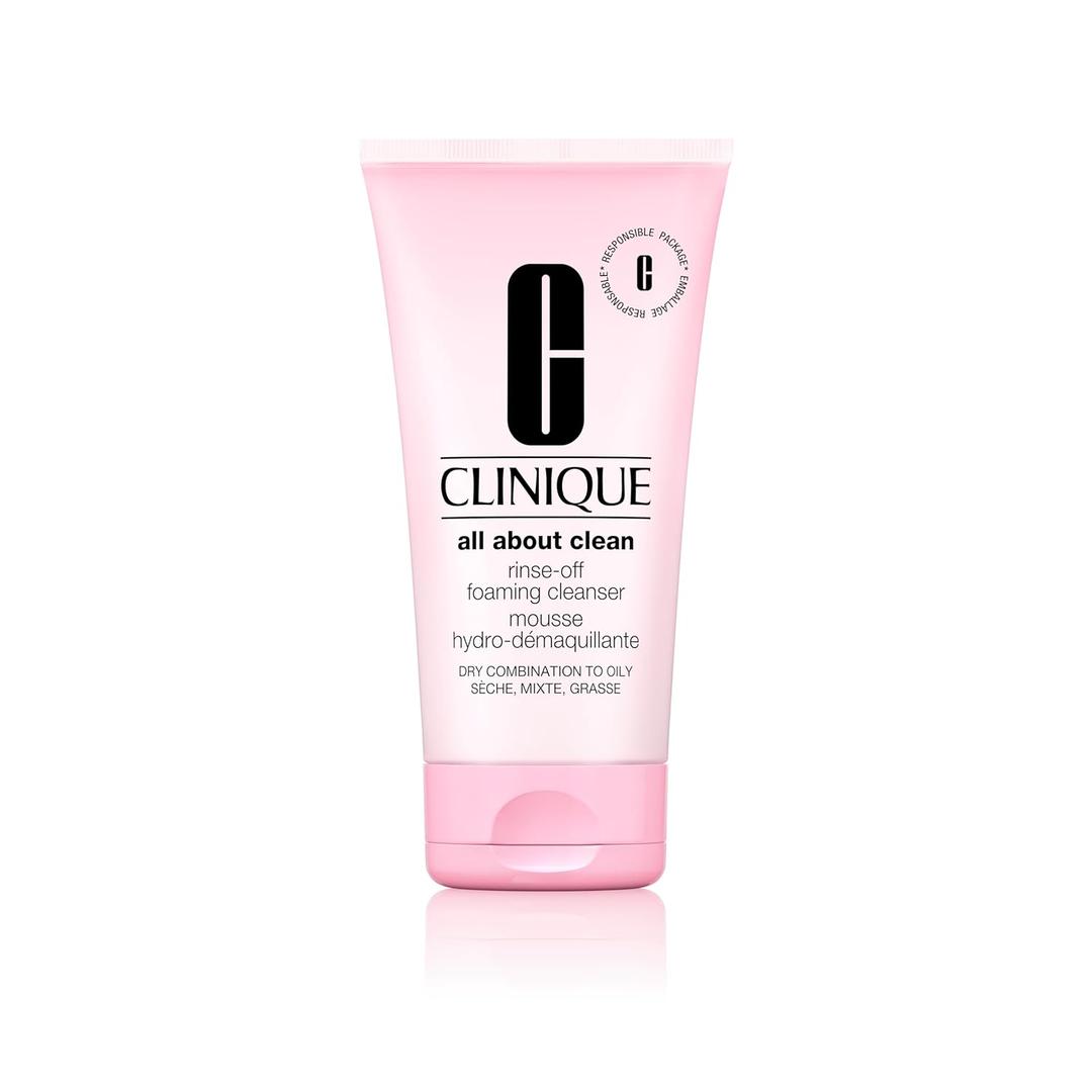 Clinique All About Clean Rinse-Off Foaming Face Wash | Face Cleanser With Hyaluronic Acid + Glycerin For Oily Skin Types | Dissolves Makeup + Sunscreen
