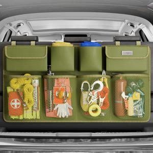 SURDOCA Hanging Trunk Organizer for SUV, [UPGRADED 7 Times] Car Organizers and Storage, Car Accessories Interior, Space Saving Expert-XL ArmyGreen (XL-43.3x18.9in)