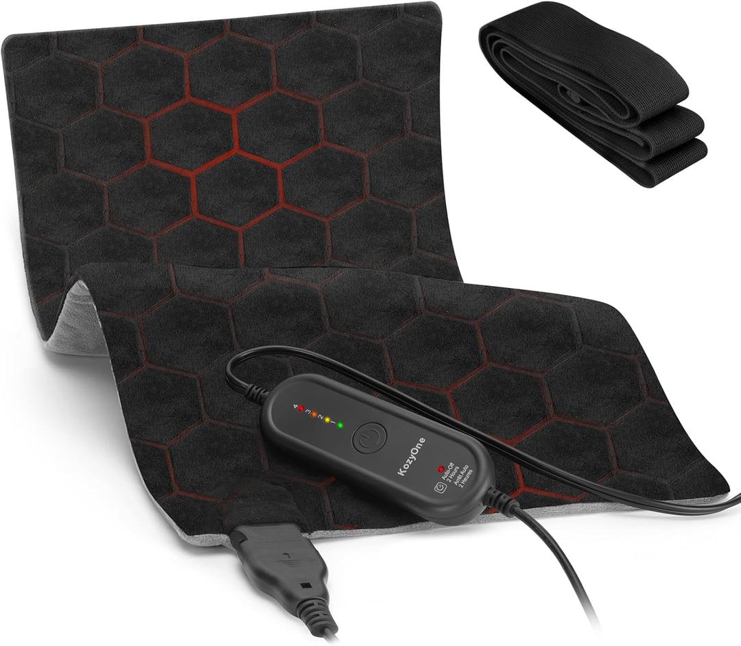 Weighted Premium Heating Pad - Far Infrared & Negative Ion Therapy for Pain Relief in Back, Neck, Shoulders, Knees, 4 Heat Settings, Auto-Off, Machine Washable (12" x 24")