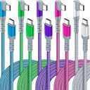 5-Pack USB C to USB C Cable 10ft, Extra Long Right-Angle 60W/3A Type C to Type C Charger Fast Charging Cable Cord Compatible with Samsung S22 Ultra, Google Pixel 6, iPad Pro 12.9 Air Mini MacBook