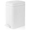 rejomiik Small Bathroom Trash Can with Lid Slim Soft Close Garbage Can Step Wastebasket Container Trash Bin for Office Bedroom Kitchen Living Room (1.9 Gallon White)