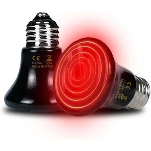 50W Reptile Heat Lamp(2-Pack) Ceramic Heat Emitter- Non-Light Emitting, 24/7 Safe Heating for Terrariums, Brooders & Incubators-Turtle Lizard Bearded Dragon Snake Small Pets E26