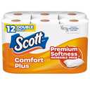 3 x Scott ComfortPlus Toilet Paper, 12 Double Rolls, 231 Sheets per Roll, Septic-Safe, 1-Ply Toilet Tissue